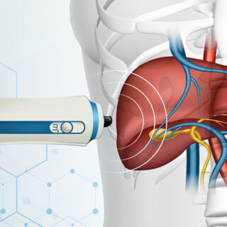 Hand of doctor touching aged patient to support and reassure her